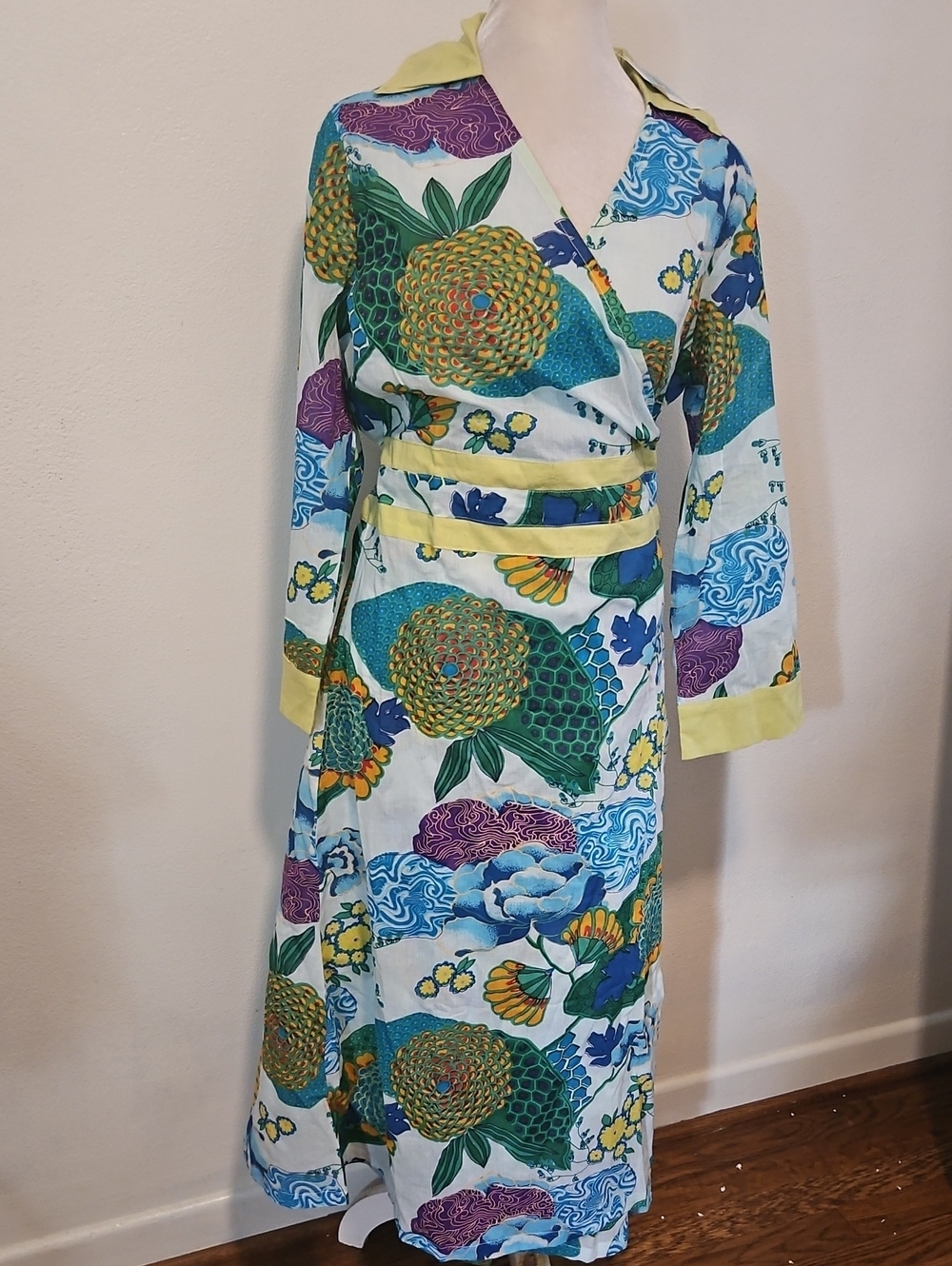 Karma Living Roselli Kimono Large Floral Wrap Maxi Dress in Multicolor NWT